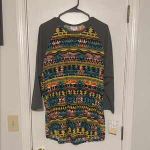 Colorful Geometric Pattern Raglan Shirt